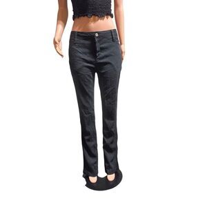 women mid rise black straight casual denim pants size L